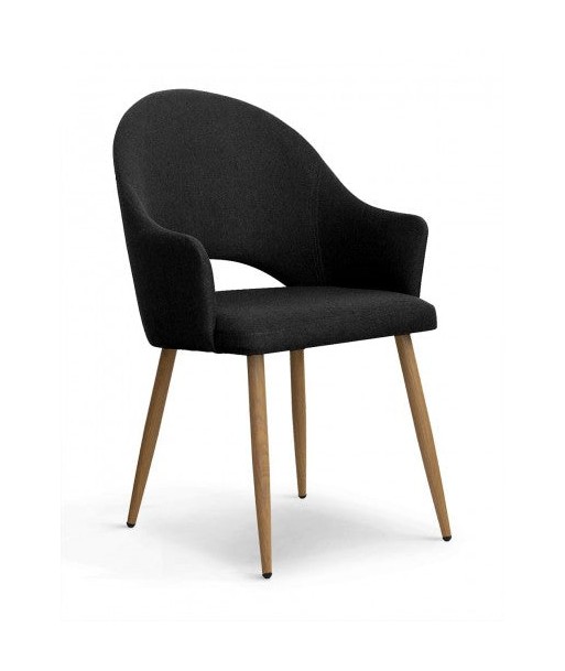 Chaise rembourrée en tissu, avec pieds en métal Goda Noir / Chêne, l54xA58xH87 cm sur le site 