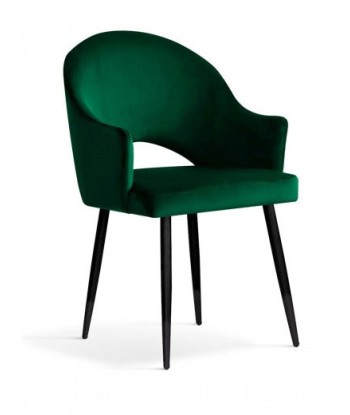 Chaise rembourrée avec tissu et pieds en métal Goda Velours Vert / Noir, l54xA58xH87 cm offre 