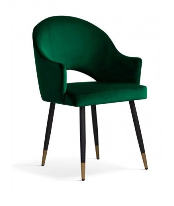 Chaise rembourrée tissu et pieds métal Goda Velours Vert / Noir / Or, l54xA58xH87 cm s'inspire de l'anatomie humaine