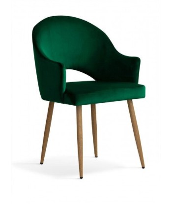 Chaise rembourrée tissu et pieds métal Goda Velours Vert / Chêne, l54xA58xH87 cm prix pour 