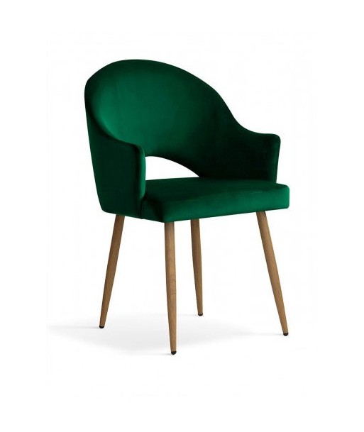 Chaise rembourrée tissu et pieds métal Goda Velours Vert / Chêne, l54xA58xH87 cm prix pour 