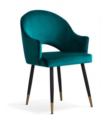 Chaise rembourrée tissu et pieds métal Goda Velours Turquoise / Noir / Or, l54xA58xH87 cm vente chaude votre 