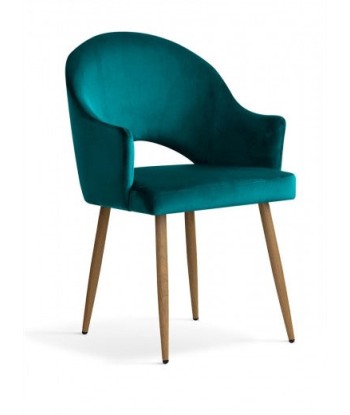 Chaise rembourrée en tissu avec pieds en métal Goda Velours Turquoise / Chêne, l54xA58xH87 cm 2 - 3 jours ouvrés.