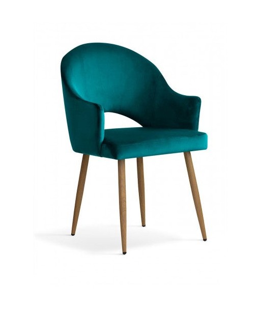 Chaise rembourrée en tissu avec pieds en métal Goda Velours Turquoise / Chêne, l54xA58xH87 cm 2 - 3 jours ouvrés.