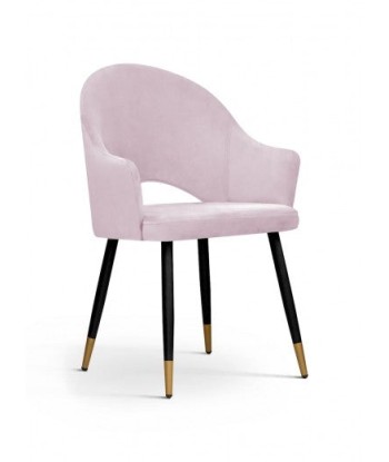 Chaise rembourrée en tissu, avec pieds en métal Goda Velours Rose / Noir / Or, l54xA58xH87 cm brillant des détails fins