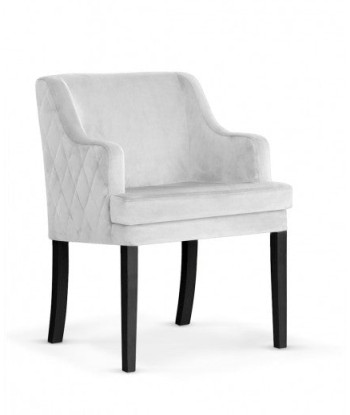 Fauteuil fixe tapissé de tissu, avec pieds en bois Grand d'argent / Noir, l58xA60xH89 cm 2024