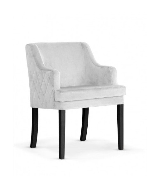 Fauteuil fixe tapissé de tissu, avec pieds en bois Grand d'argent / Noir, l58xA60xH89 cm 2024