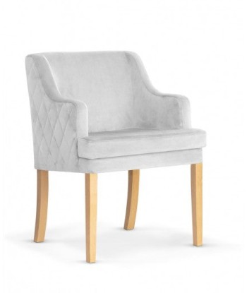 Fauteuil fixe rembourré en tissu, avec pieds en bois Grand d'argent / Chêne, l58xA60xH89 cm en stock