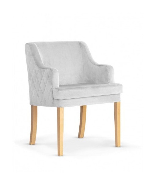 Fauteuil fixe rembourré en tissu, avec pieds en bois Grand d'argent / Chêne, l58xA60xH89 cm en stock