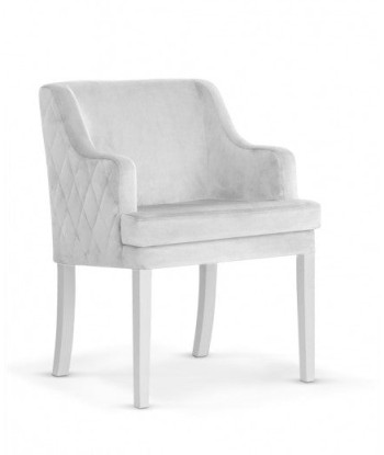 Fauteuil fixe recouvert de tissu, avec pieds en bois Grand d'argent / Blanc, l58xA60xH89 cm Pour