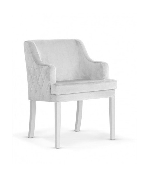 Fauteuil fixe recouvert de tissu, avec pieds en bois Grand d'argent / Blanc, l58xA60xH89 cm Pour