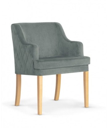 Fauteuil fixe tapissé de tissu, avec pieds en bois Grand Gris / Chêne, l58xA60xH89 cm pas cheres