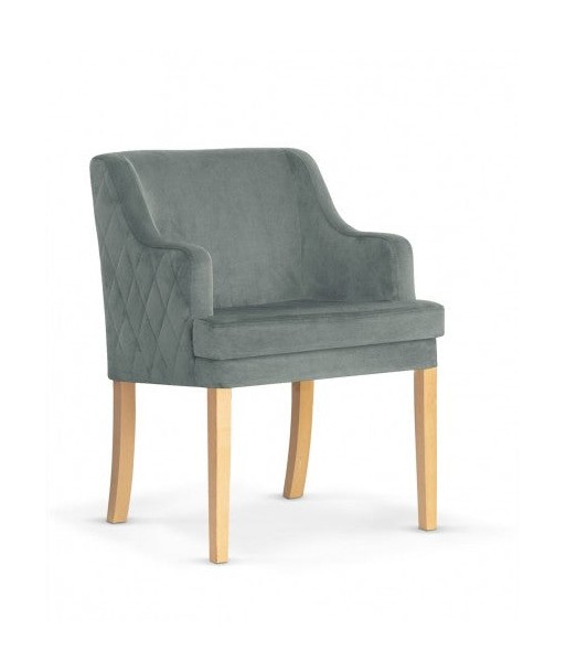 Fauteuil fixe tapissé de tissu, avec pieds en bois Grand Gris / Chêne, l58xA60xH89 cm pas cheres