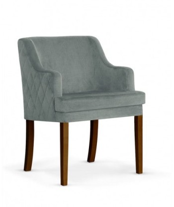 Fauteuil fixe rembourré en tissu, avec pieds en bois Grand Gris / Noyer, l58xA60xH89 cm Par le système avancé 