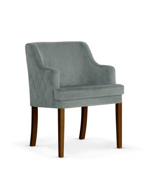 Fauteuil fixe rembourré en tissu, avec pieds en bois Grand Gris / Noyer, l58xA60xH89 cm Par le système avancé 