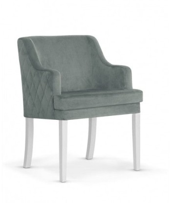 Fauteuil fixe tapissé de tissu, avec pieds en bois Grand Gris / Blanc, l58xA60xH89 cm rembourrage situé sous