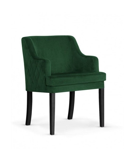 Fauteuil fixe rembourré en tissu, avec pieds en bois Grand Vert / Noir, l58xA60xH89 cm en stock