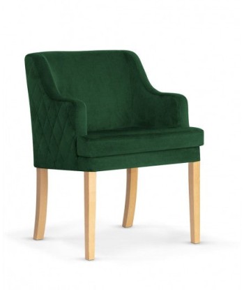 Fauteuil fixe tapissé de tissu, avec pieds en bois Grand Vert / Chêne, l58xA60xH89 cm livraison et retour toujours gratuits