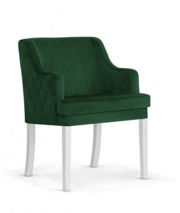 Fauteuil fixe tapissé de tissu, avec pieds en bois Grand Vert / Blanc, l58xA60xH89 cm livraison et retour toujours gratuits