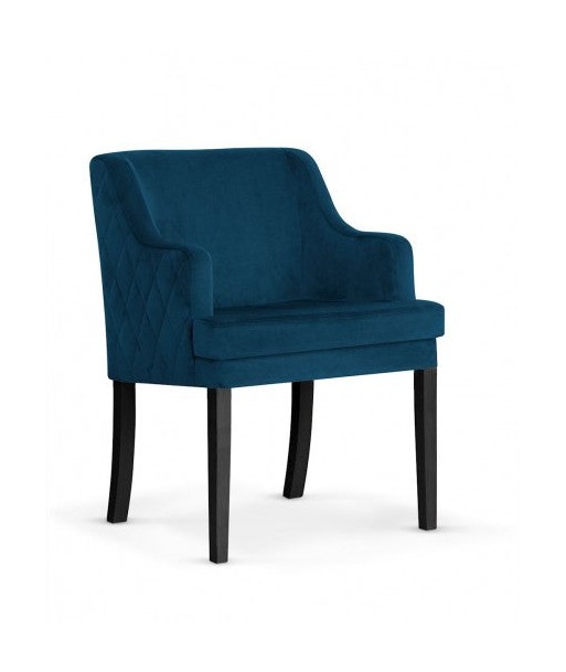 Fauteuil fixe capitonné en tissu avec pieds en bois Grand Bleu Marine / Noir, l58xA60xH89 cm vous aussi creer 