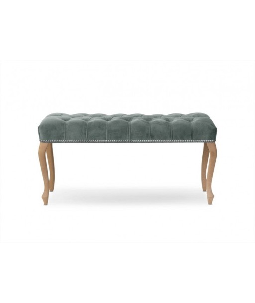 Banc rembourré en tissu, avec pieds en bois Ingrid Gris moyen / Hêtre, l100xA40xH49 cm à prix réduit toute l'année