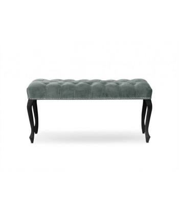 Banc rembourré en tissu, avec pieds en bois Ingrid Gris moyen / Noir, l100xA40xH49 cm Véritable concentré