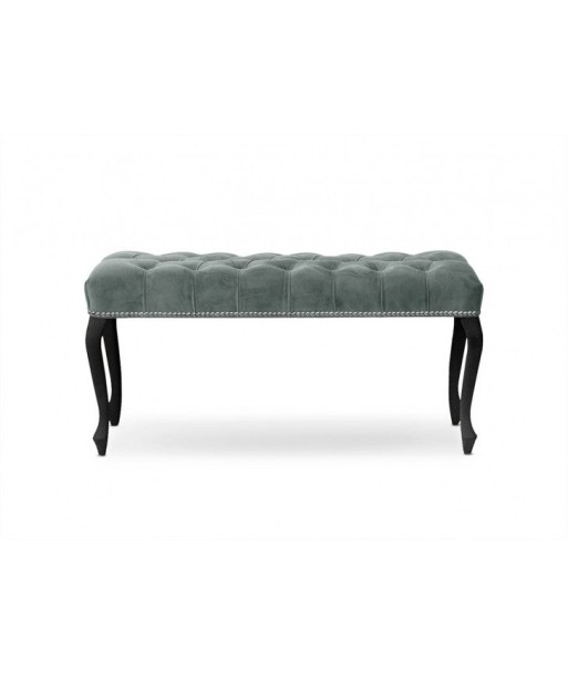 Banc rembourré en tissu, avec pieds en bois Ingrid Gris moyen / Noir, l100xA40xH49 cm Véritable concentré