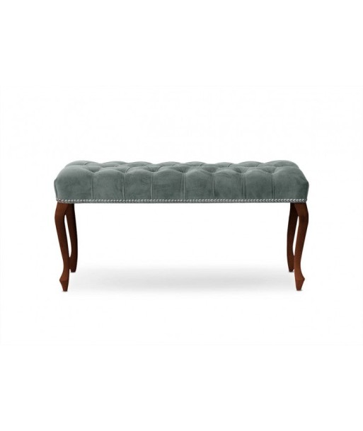 Banc rembourré en tissu, avec pieds en bois Ingrid Gris moyen / Noyer, l100xA40xH49 cm pas cher