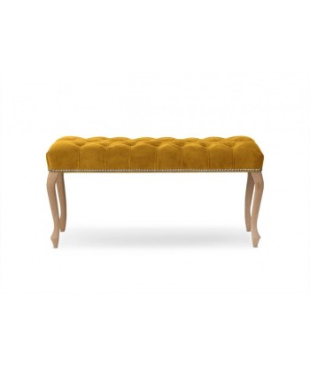 Banc rembourré en tissu, avec pieds en bois Ingrid Medium Jaune / Hêtre, l100xA40xH49 cm Les êtres humains sont 