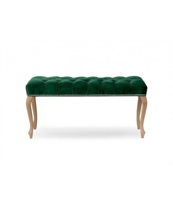 Banc rembourré en tissu, avec pieds en bois Ingrid Vert moyen / Hêtre, l100xA40xH49 cm en ligne