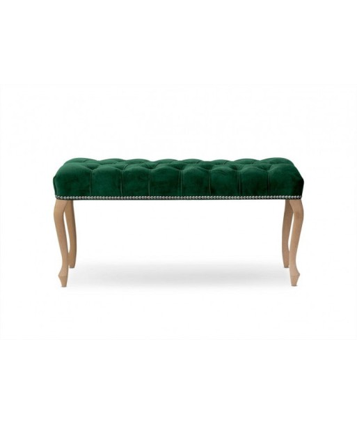 Banc rembourré en tissu, avec pieds en bois Ingrid Vert moyen / Hêtre, l100xA40xH49 cm en ligne