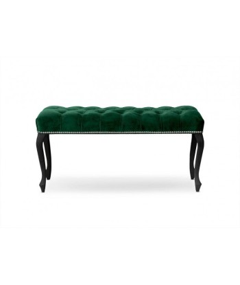 Banc rembourré en tissu, avec pieds en bois Ingrid Vert moyen / Noir, l100xA40xH49 cm Faites des économies