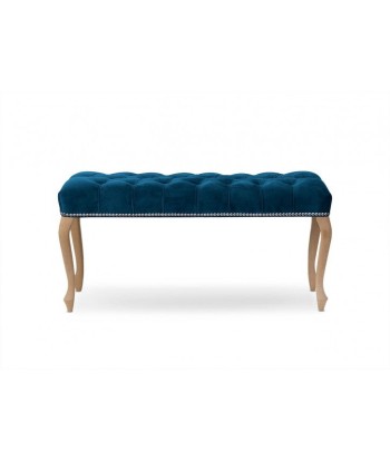 Banc rembourré en tissu, avec pieds en bois Ingrid Medium Navy / Hêtre, l100xA40xH49 cm meilleur choix