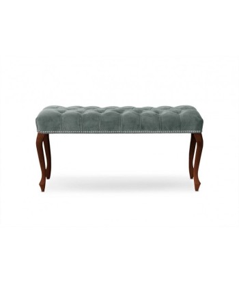 Banc rembourré en tissu, avec pieds en bois Ingrid Large Gris / Noyer, l120xA40xH49 cm l'achat 