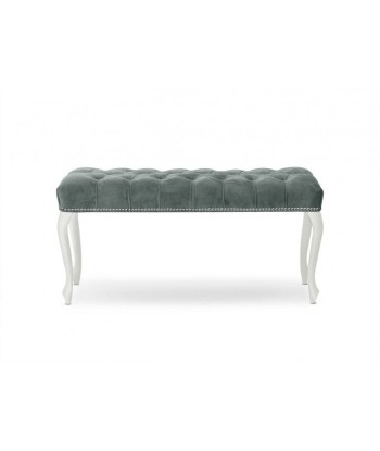 Banc rembourré avec tissu et pieds en bois Ingrid Small Velvet Gris / Blanc, l80xA40xH49 cm de technologie