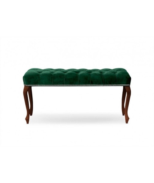 Banc rembourré en tissu, avec pieds en bois Vert Ingrid / Noyer, l80xA40xH49 cm Jusqu'à 80% De Réduction