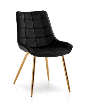 Chaise rembourrée en tissu, avec pieds en métal Velours Kair Noir / Or, l53xA62xH84 cm brillant des détails fins