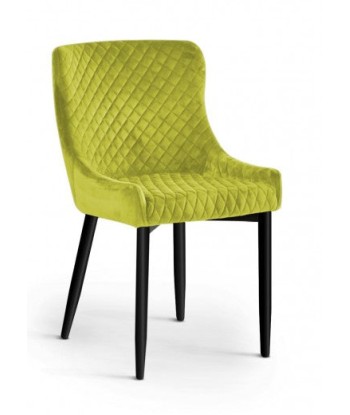 Chaise rembourrée avec tissu et pieds en métal Logano Velvet Lime / Noir, l53xA62xH82 cm solde