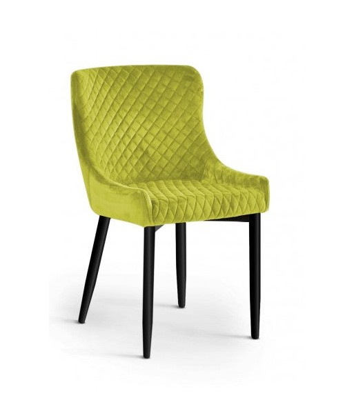 Chaise rembourrée avec tissu et pieds en métal Logano Velvet Lime / Noir, l53xA62xH82 cm solde