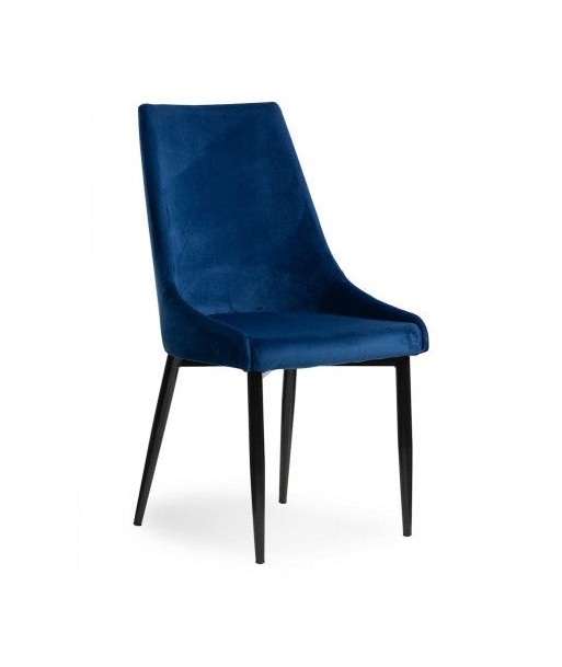 Chaise rembourrée en tissu, avec pieds en métal Luis Velvet Bleu / Noir, l49xA59xH95 cm français