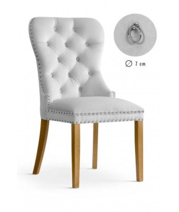 Chaise rembourrée avec tissu et pieds en bois Madame Velvet Argent / Chêne, l51xA63xH99 cm en linge