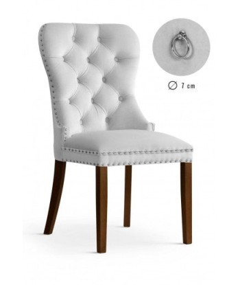 Chaise rembourrée avec tissu et pieds en bois Madame Velvet Argent / Noyer, l51xA63xH99 cm Jusqu'à 80% De Réduction