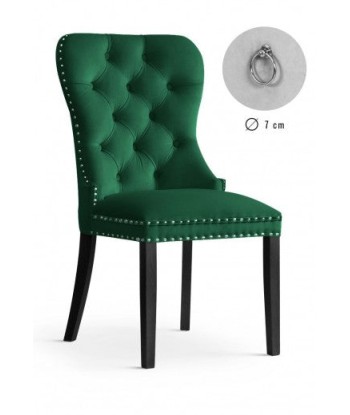 Chaise rembourrée avec tissu et pieds en bois Madame Velvet Vert / Noir, l51xA63xH99 cm Comment ça marche