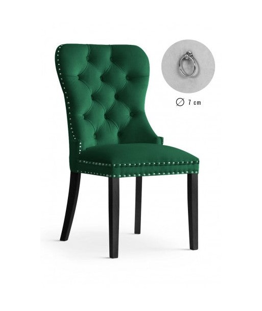 Chaise rembourrée avec tissu et pieds en bois Madame Velvet Vert / Noir, l51xA63xH99 cm Comment ça marche