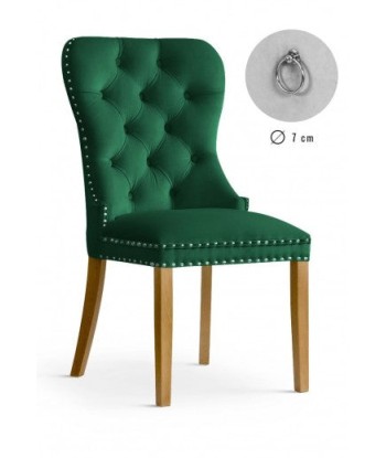 Chaise rembourrée avec tissu et pieds en bois Madame Velvet Vert / Chêne, l51xA63xH99 cm soldes