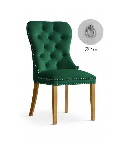 Chaise rembourrée avec tissu et pieds en bois Madame Velvet Vert / Chêne, l51xA63xH99 cm soldes