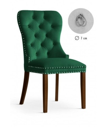 Chaise rembourrée avec tissu et pieds en bois Madame Velvet Vert / Noyer, l51xA63xH99 cm sur le site 