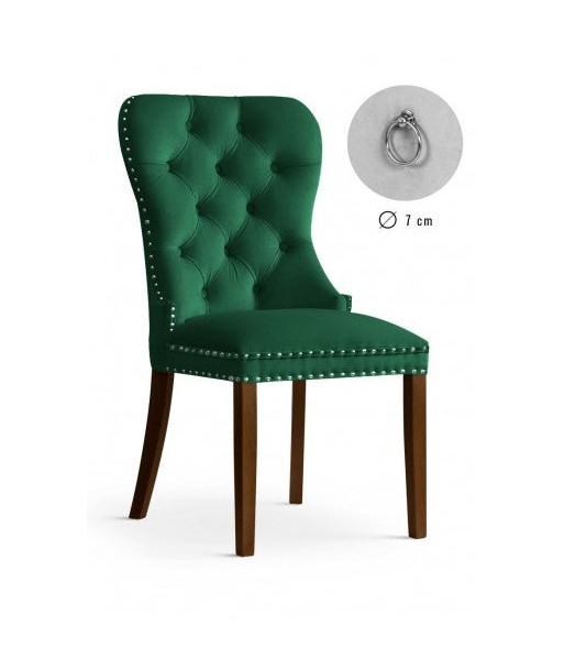 Chaise rembourrée avec tissu et pieds en bois Madame Velvet Vert / Noyer, l51xA63xH99 cm sur le site 