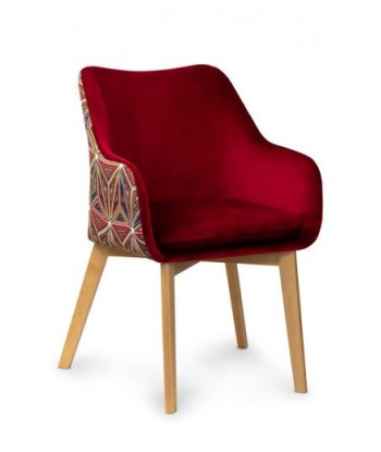 Chaise rembourrée avec tissu et pieds en bois Rouge Malawi / Hêtre, l56xA62xH84 cm Découvrez la collection