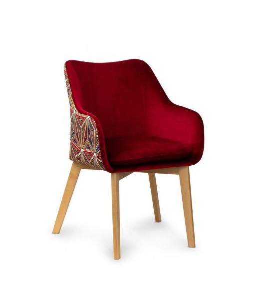 Chaise rembourrée avec tissu et pieds en bois Rouge Malawi / Hêtre, l56xA62xH84 cm Découvrez la collection